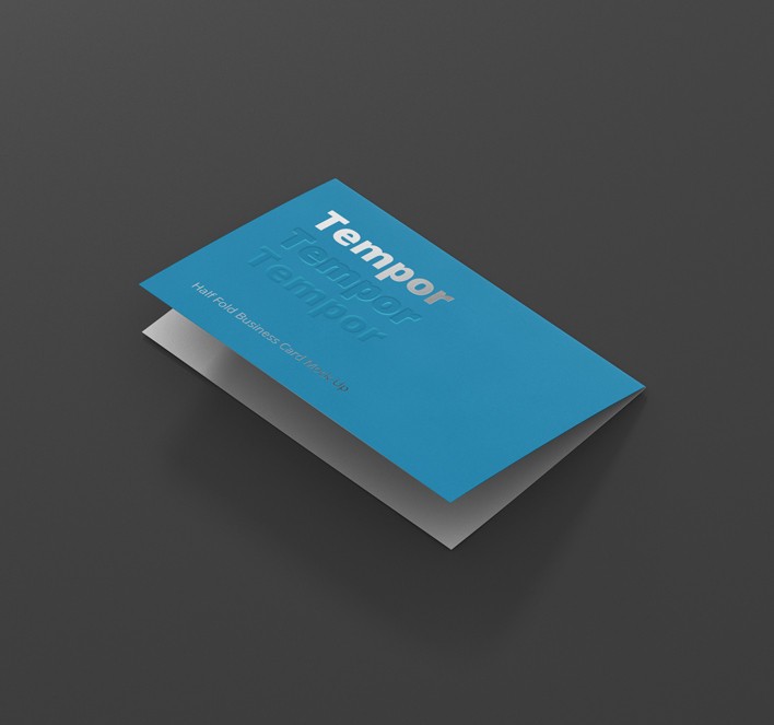 Horizontal Folded Business Card MockUp Premium and Free
