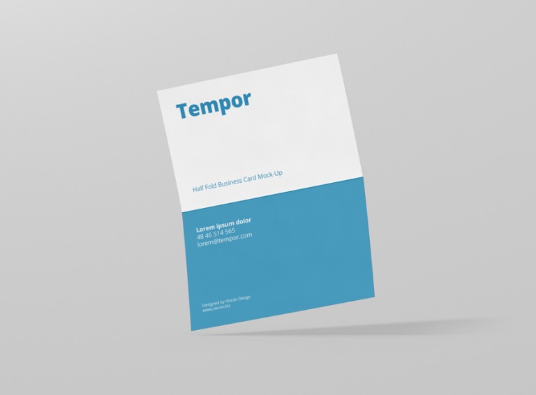 Horizontal Folded Business Card MockUp Premium and Free