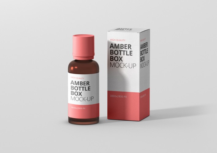 Amber Bottle Box Mockup