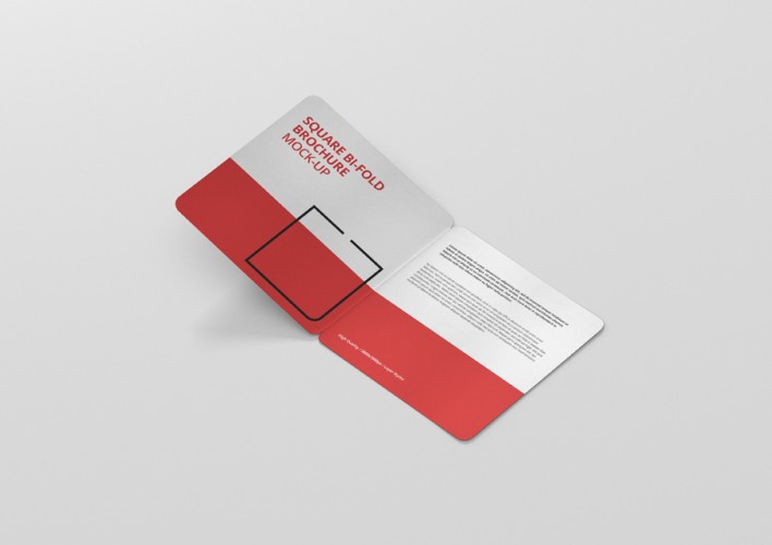 Square Bi-fold Brochure Mockup Rounded