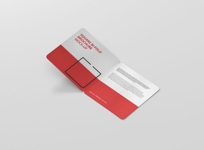 Square Bi-fold Brochure Mockup Rounded
