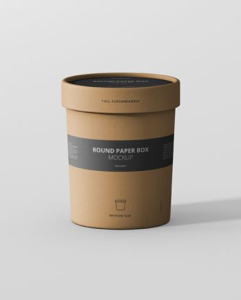 Paper Box Mockup Round Medium Size
