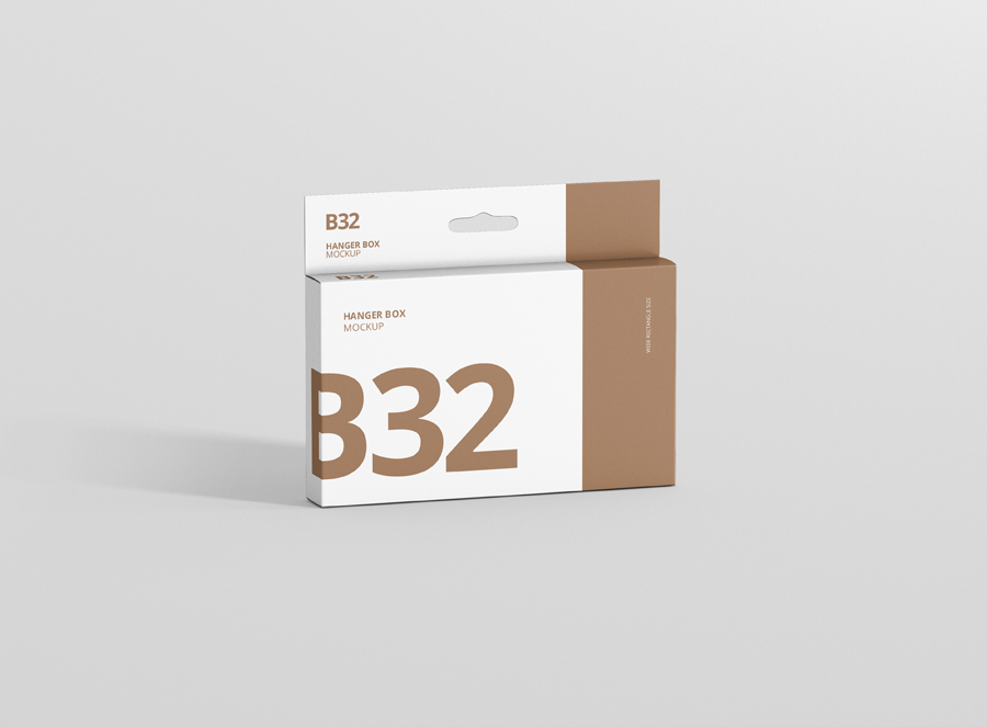 Box Mockup Wide Slim Rectangle Size with Hanger