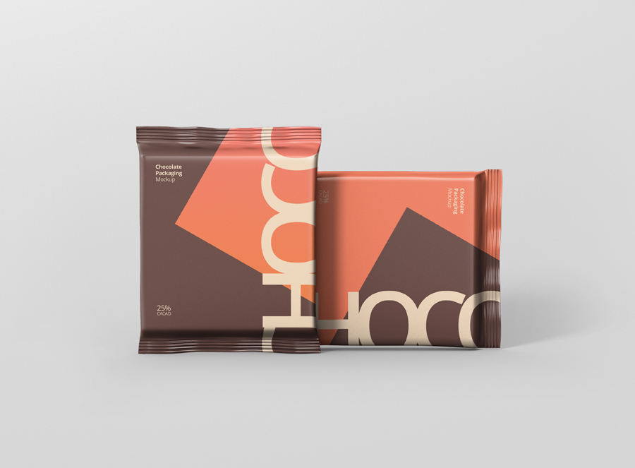 Foil Chocolate Packaging Mockup Square Size