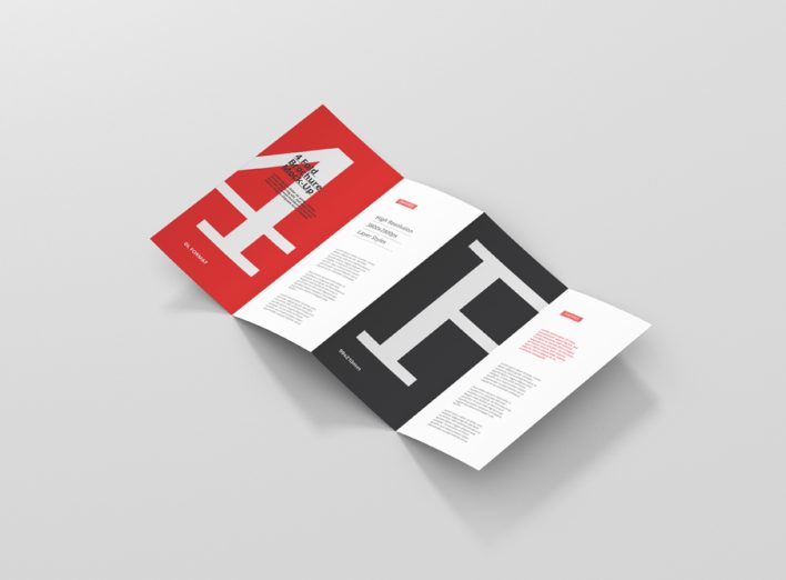 4 Fold Brochure Mockup DL Format