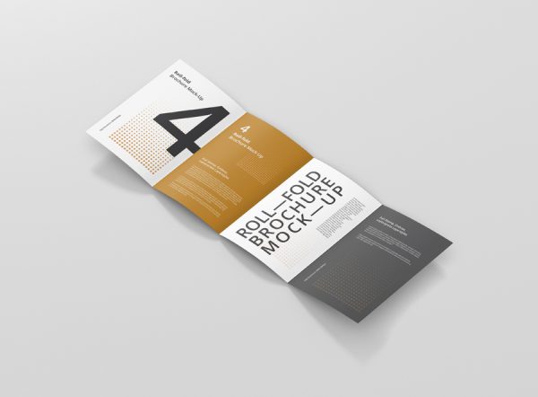 Roll-Fold Brochure Mockup Din A4 A5 A6