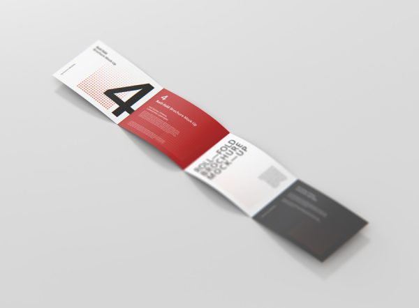 Roll-Fold Brochure Mockup Landscape Din A4 A5 A6