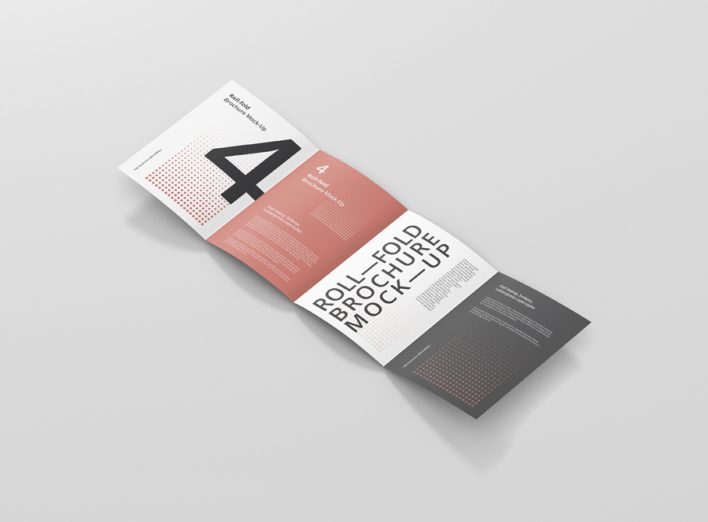 Roll-Fold Brochure Mockup 8.5x11 inch US Letter